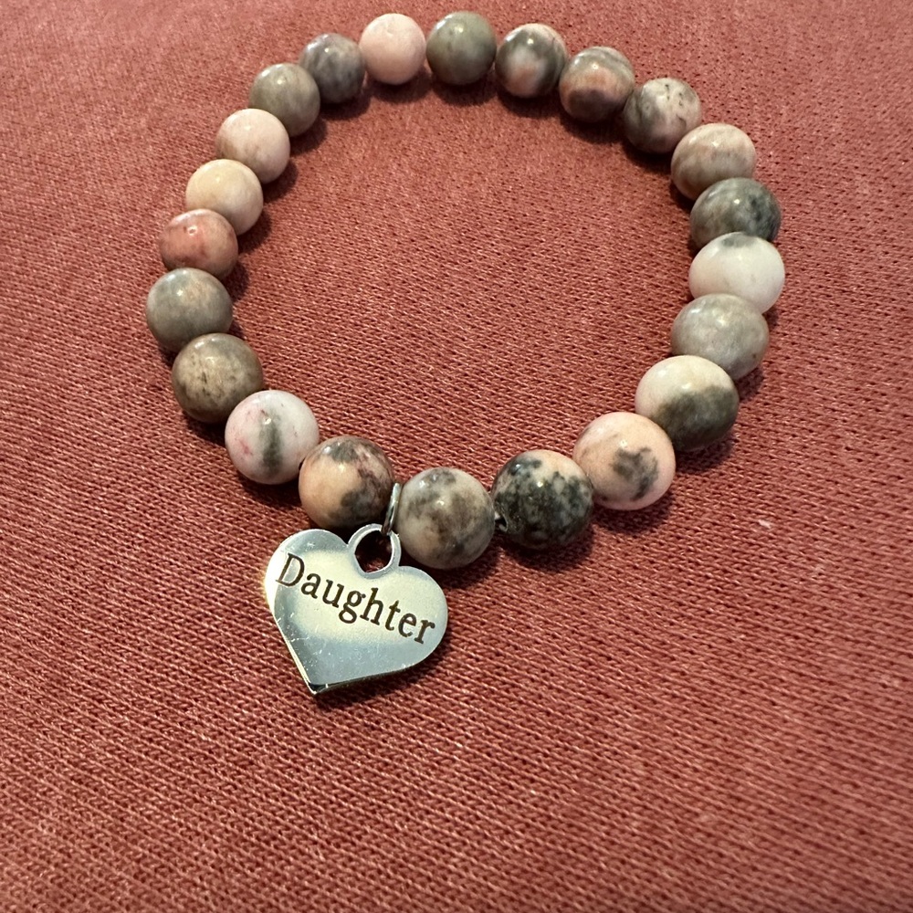 Daughter Heart Charm Beaded Bracelet - Multicolor - Picture 3 of 5